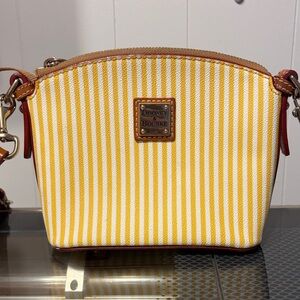 Dooney & Bourke Yellow and White Striped Crossbody Bag